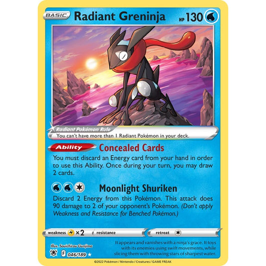 Radiant Greninja Radiant Rare 046/189 Pokemon Card Game Astral Radiance