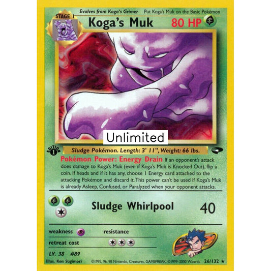 Koga's Muk Rare 26/132 Pokemon Card Game Gym Challenge