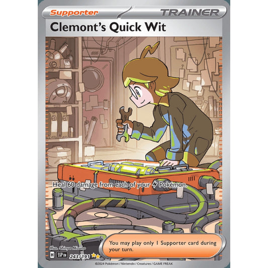 Clemont's Quick Wit Secret Illustration Rare 243/191 Pokemon Card Game Surging Sparks