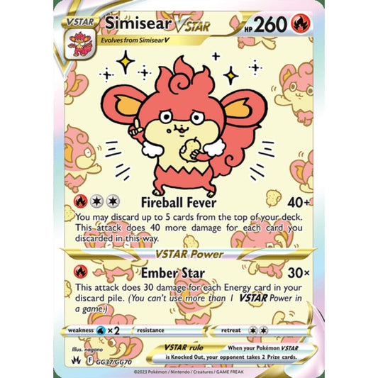 Simisear VSTAR Secret Illustration Rare GG37/GG70 Pokemon Card Game Crown Zenith