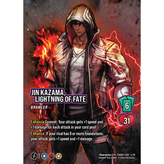 Jin Kazama, Lightning of Fate, 1/19, TK801-CD1, Universus, TEKKEN 8 Clash Decks, Character, CH