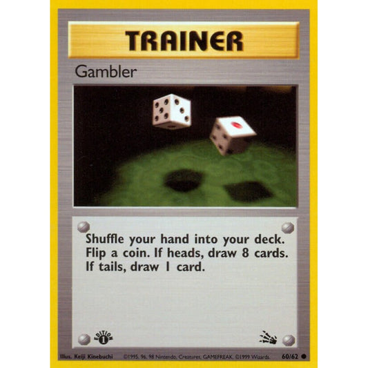 Gambler Common 60/62 Pokemon Card Game Fossil
