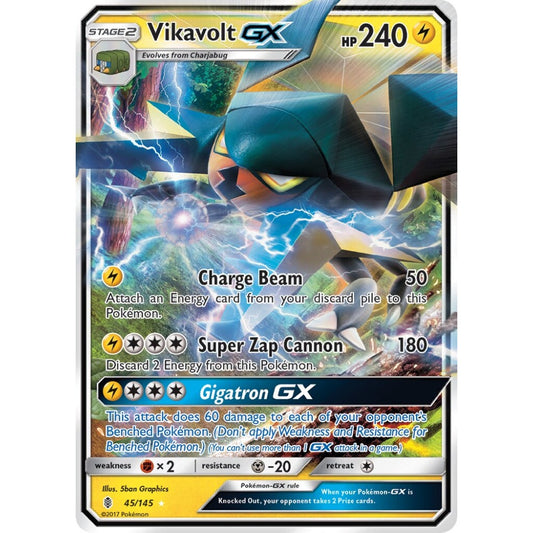 Vikavolt-GX Rare Holo GX 45/145 Pokemon Card Game Guardians Rising