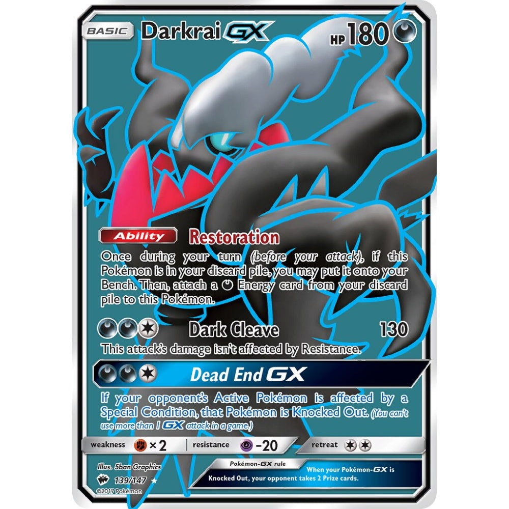 Darkrai-GX Rare Ultra 139/147 Pokemon Card Game Burning Shadows