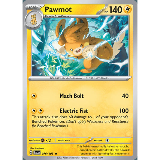 Pawmot Rare 076/193 Pokemon Card Game Paldea Evolved
