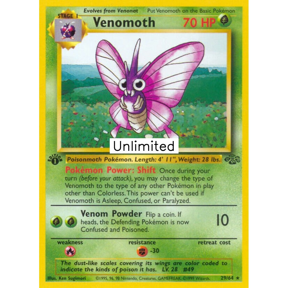 Venomoth Rare 29/64 Pokemon Card Game Jungle