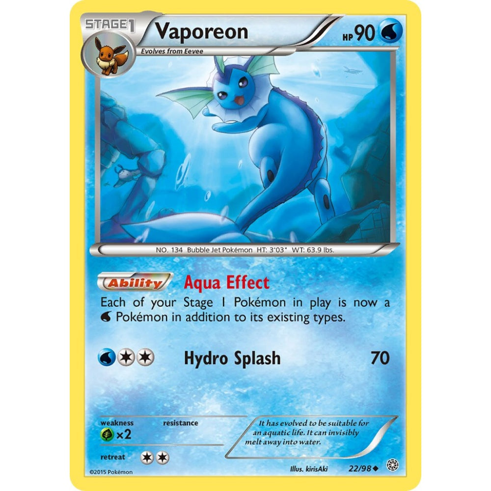 Vaporeon Uncommon 22/98 Pokemon Card Game Ancient Origins