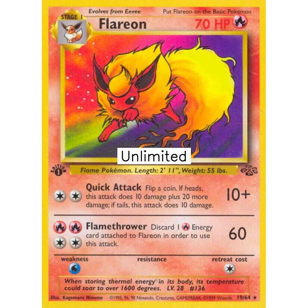 Flareon Rare 19/64 Pokemon Card Game Jungle