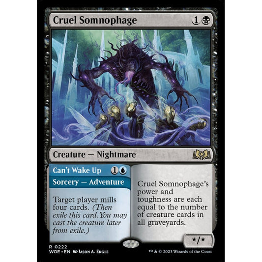 Cruel Somnophage // Can't Wake Up, rare, 222, Magic the Gathering, Wilds of Eldraine