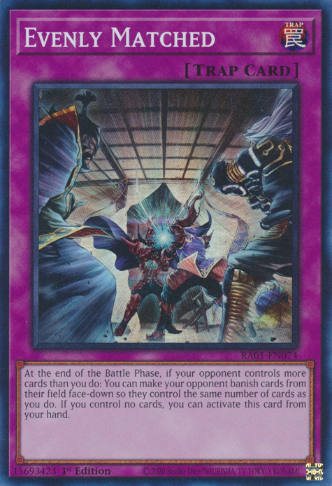 Evenly Matched RA01-EN074 Secret Secret Rare Yu-Gi-Oh 25th Anniversary Rarity Collection in Art