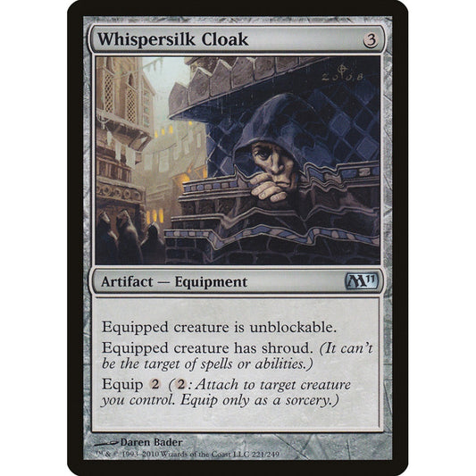Whispersilk Cloak uncommon 221 Magic the Gathering Magic 2011