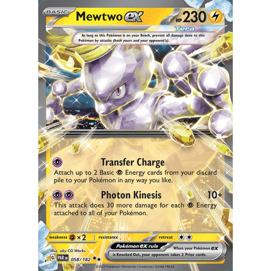Mewtwo ex Double Rare 058/182 Pokemon Card Game Paradox Rift