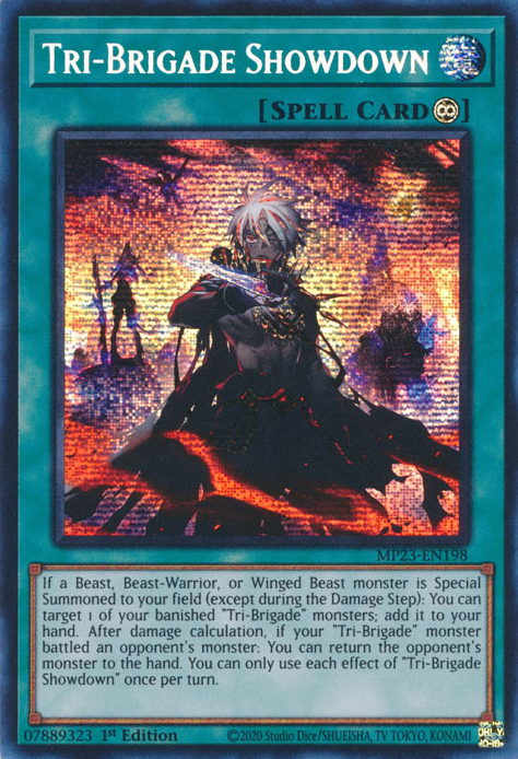 Tri-Brigade Showdown MP23-EN198 Prismatic Prismatic Secret Rare Yu-Gi-Oh 25th Anniversary Tin: Dueling Heroes Mega Pack in Art