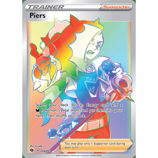 Piers Rainbow Rare 078/073 Pokemon Card Game Champion's Path