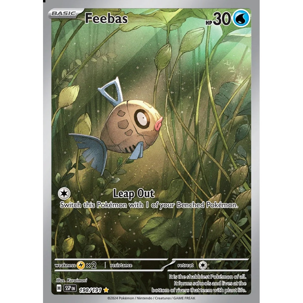Feebas Illustration Rare 198/191 Pokemon Card Game Surging Sparks