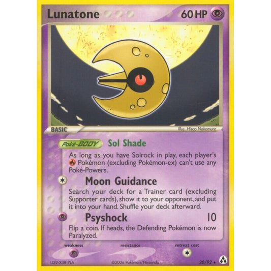 Lunatone Rare 20/92 Pokemon Card Game EX Legend Maker