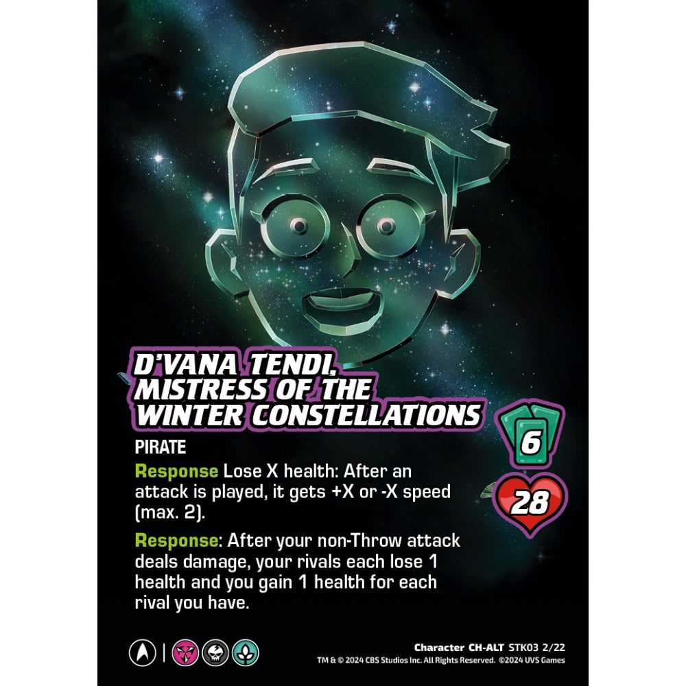 D'Vana Tendi, Mistress of the Winter Constellations
, 2/22, STK03, Universus, Star Trek Lower Decks Challenger Decks, Character, CH-ALT