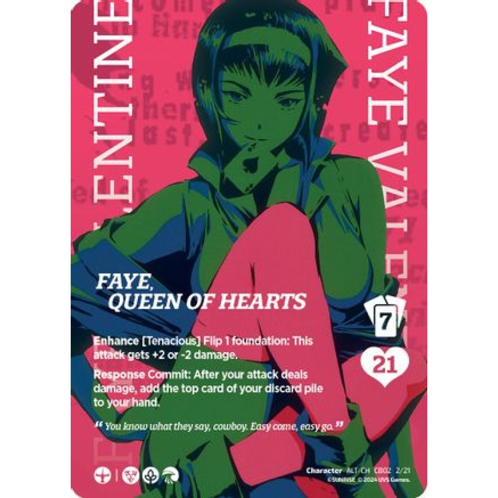 Faye, Queen of Hearts, 2/21, CH-ALT, UniVersus, Cowboy Bebop & Trigun Stampede