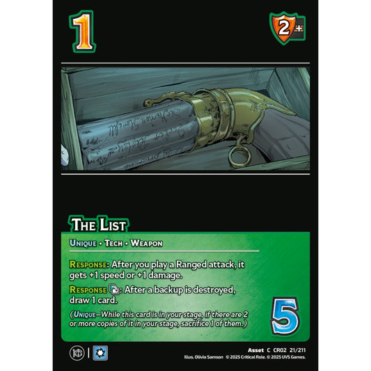 The List, 21/211, CR02, Universus, Critical Role: Heroes Of Exandria, Asset, C