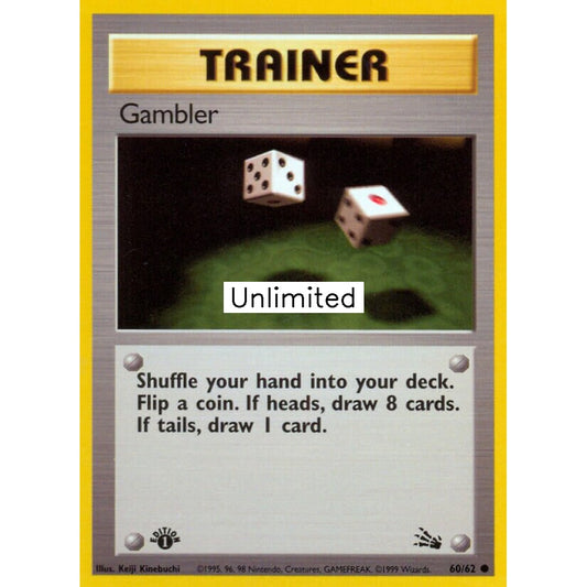 Gambler Common 60/62 Pokemon Card Game Fossil