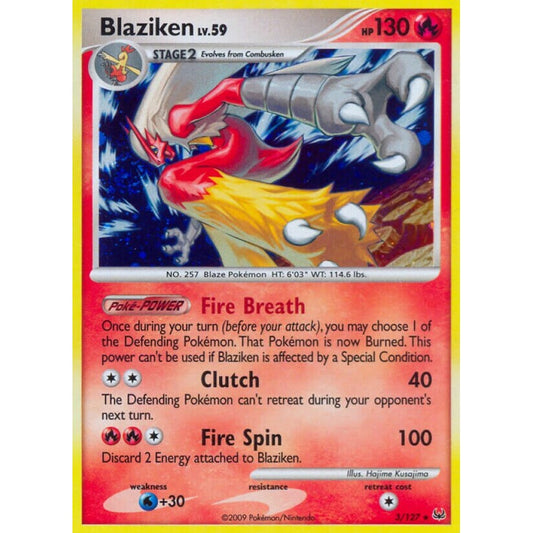 Blaziken Rare Holo 3/127 Pokemon Card Game Platinum