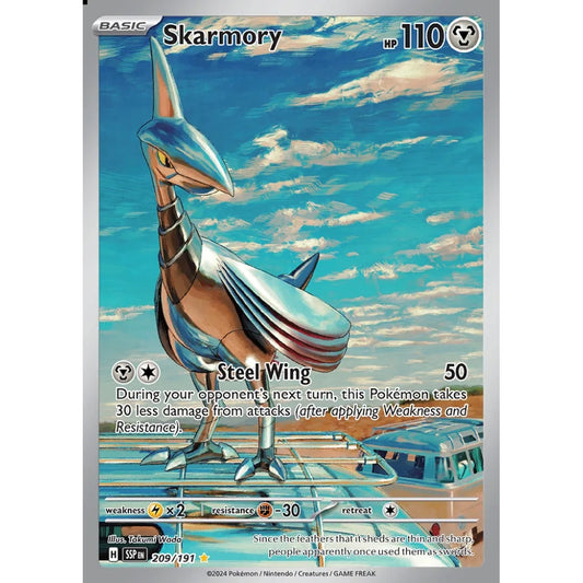 Skarmory Illustration Rare 209/191 Pokemon Card Game Surging Sparks