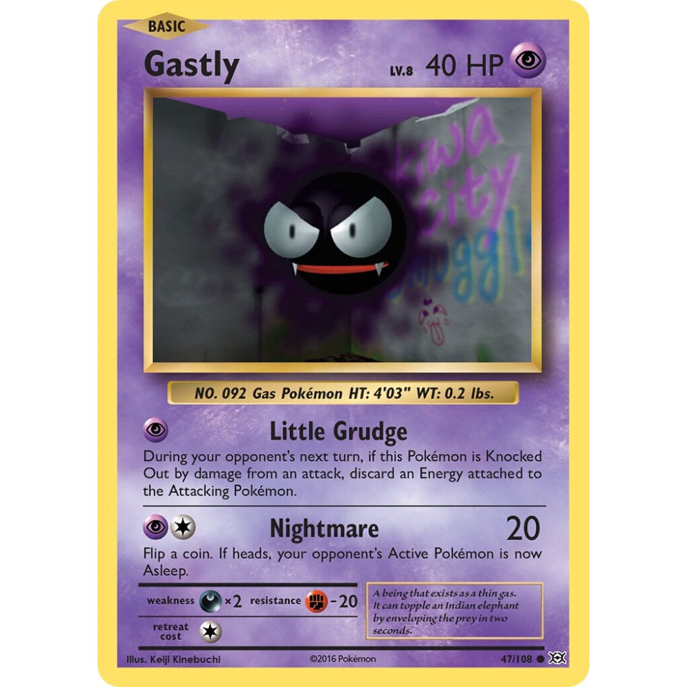 Gastly Common 47/108 Pokemon Card Game Evolutions