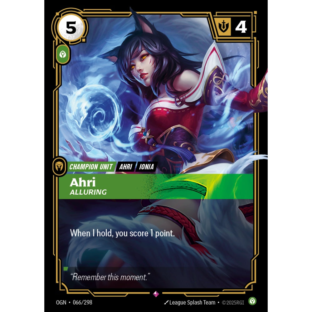 Ahri, Alluring OGN-066/298 Riftbound Card Game Origins Rare
