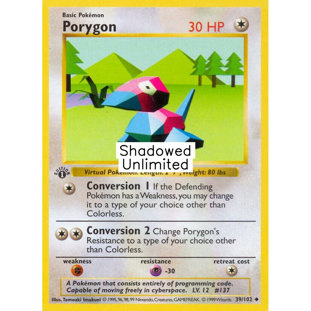 Porygon Uncommon 39/102 Pokemon Card Game Base Set