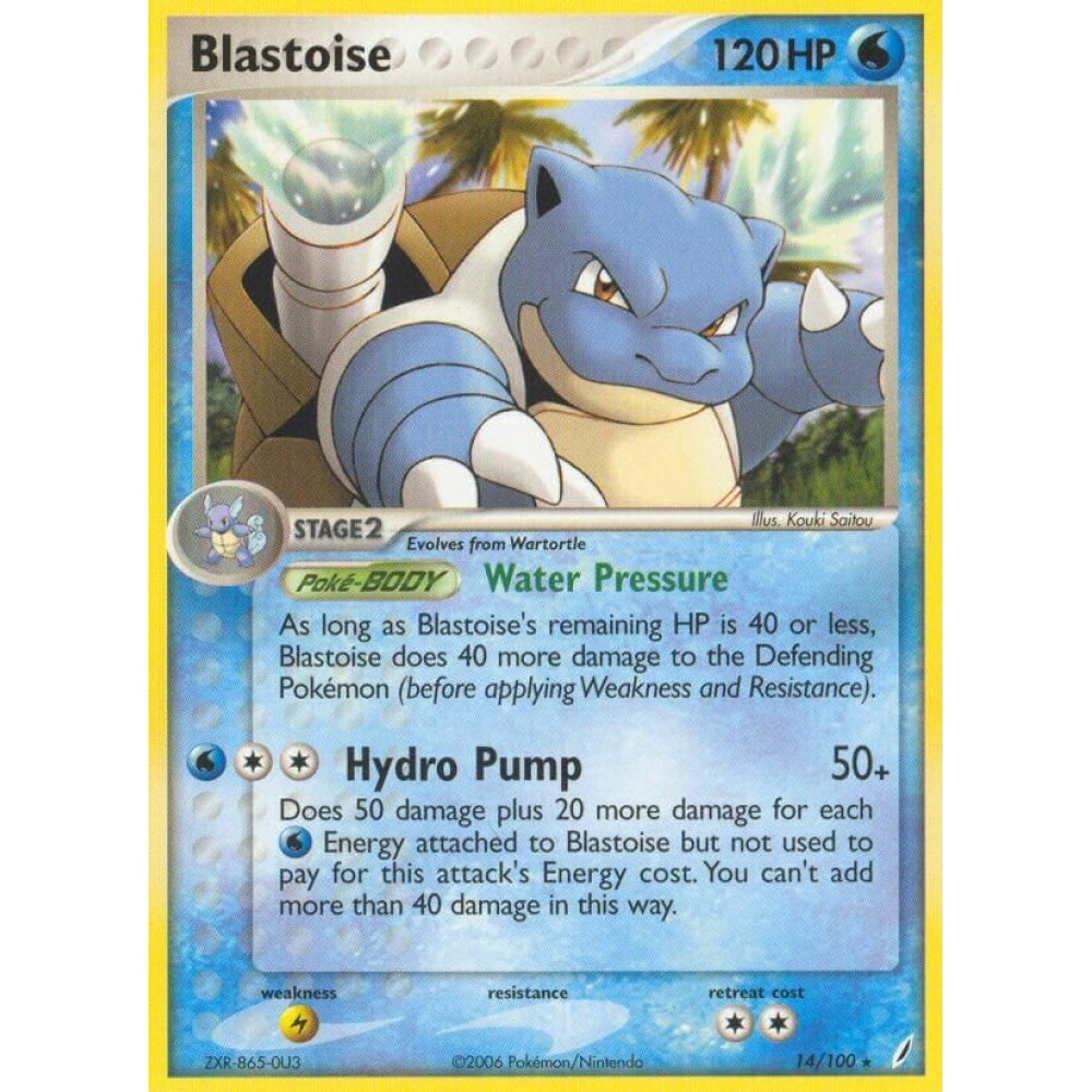 Blastoise Rare 14/100 Pokemon Card Game EX Crystal Guardians