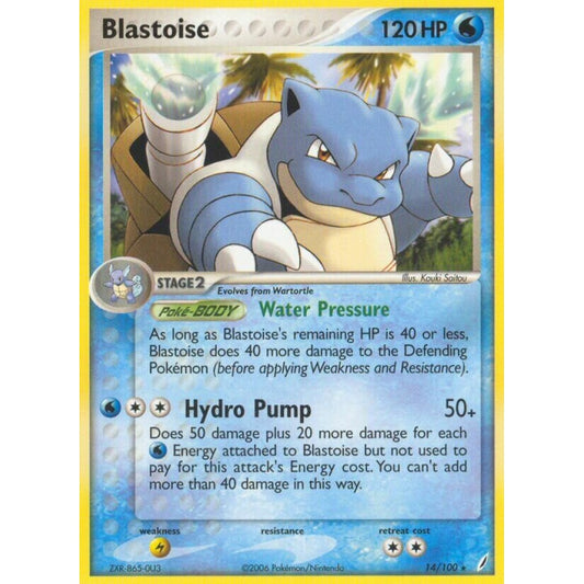 Blastoise Rare 14/100 Pokemon Card Game EX Crystal Guardians