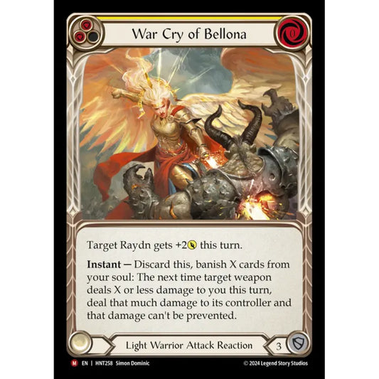 War Cry of Bellona HNT258-RF Majestic Flesh & Blood Trading Card Game The Hunted in Rainbow Foil Art