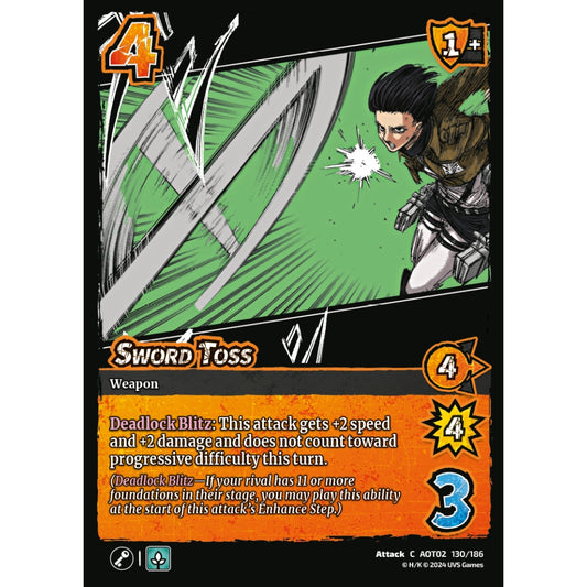 Sword Toss, 130/186, AOT02, Universus, Attack on Titan: Origins of Power, Attack, C
