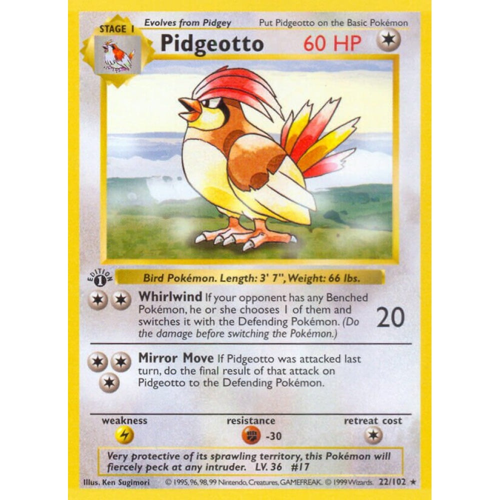 Pidgeotto Rare 22/102 Pokemon Card Game Base Set