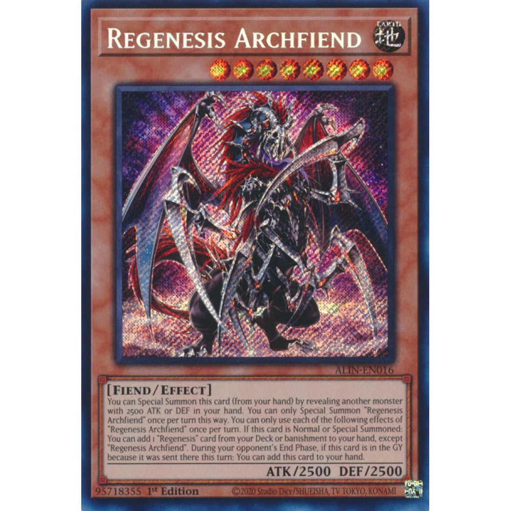 Regenesis Archfiend ALIN-EN016 QCR Quarter Century Secret Rare Yu-Gi-Oh Alliance Insight in Art