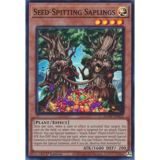 Seed-Spitting Saplings AGOV-EN022 Super Super Rare Yu-Gi-Oh Age of Overlord in Art