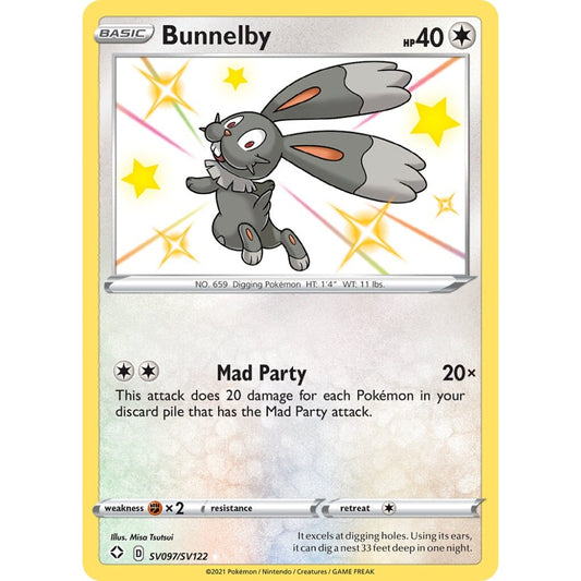 Bunnelby Rare Shiny SV097/SV122 Pokemon Card Game Shining Fates