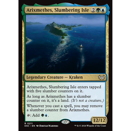 Arixmethes, Slumbering Isle, 211, rare, Magic: The Gathering, Duskmourn: House of Horror
