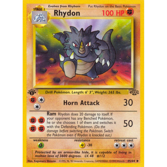 Rhydon Uncommon 45/64 Pokemon Card Game Jungle