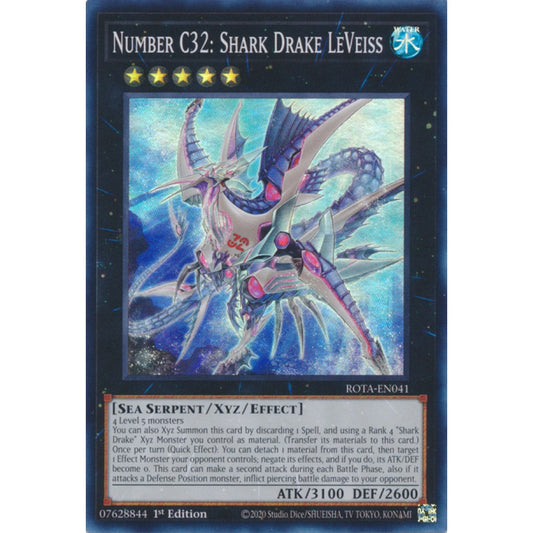 Number C32: Shark Drake LeVeiss ROTA-EN041 Super Super Rare Yu-Gi-Oh Rage of the Abyss in Art