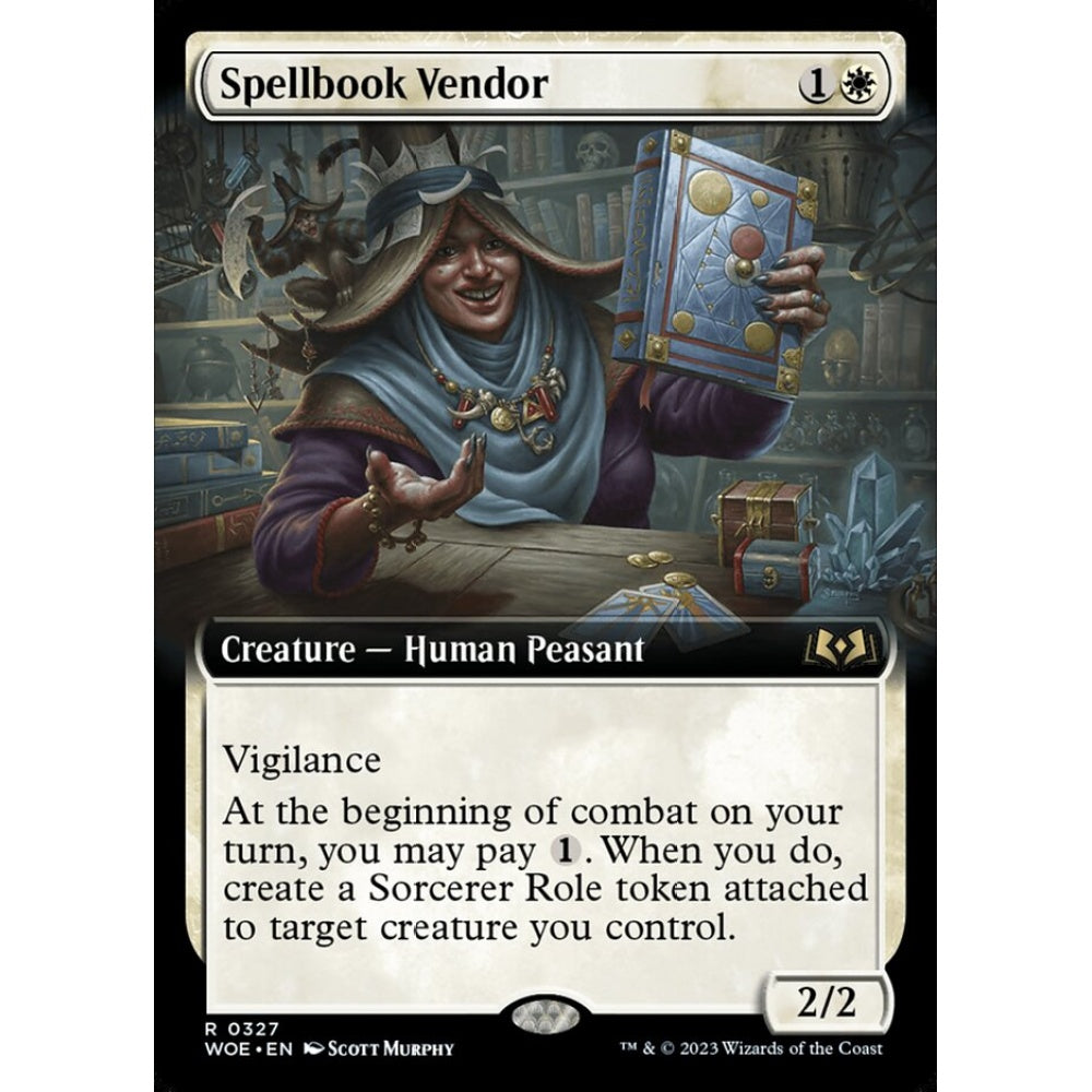 Spellbook Vendor, rare, 327, Magic the Gathering, Wilds of Eldraine