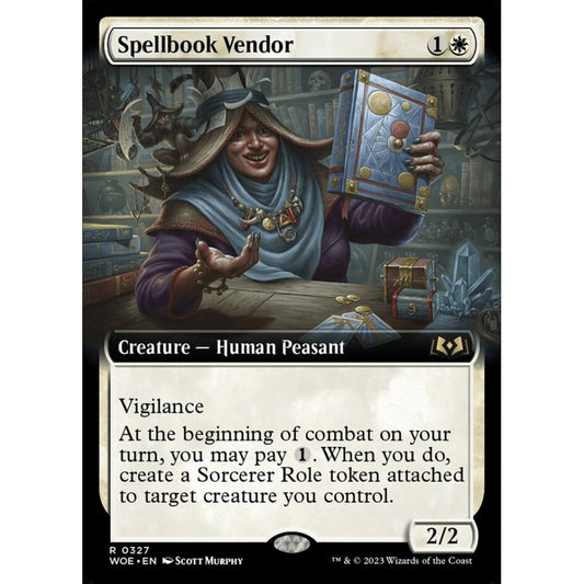 Spellbook Vendor, rare, 327, Magic the Gathering, Wilds of Eldraine