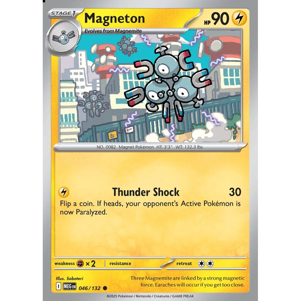 Magneton Common 046/132 Pokemon Card Game Mega Evolution