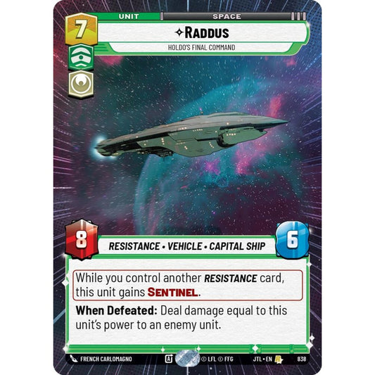 Raddus, R, JTL 838) Hyperspace Foil, Star Wars Unlimited