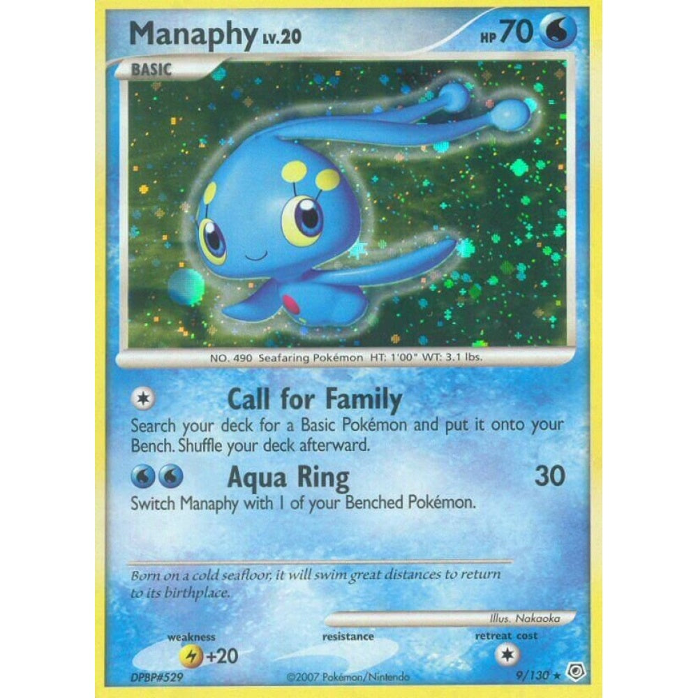 Manaphy Rare Holo 9/130 Pokemon Card Game Diamond & Pearl