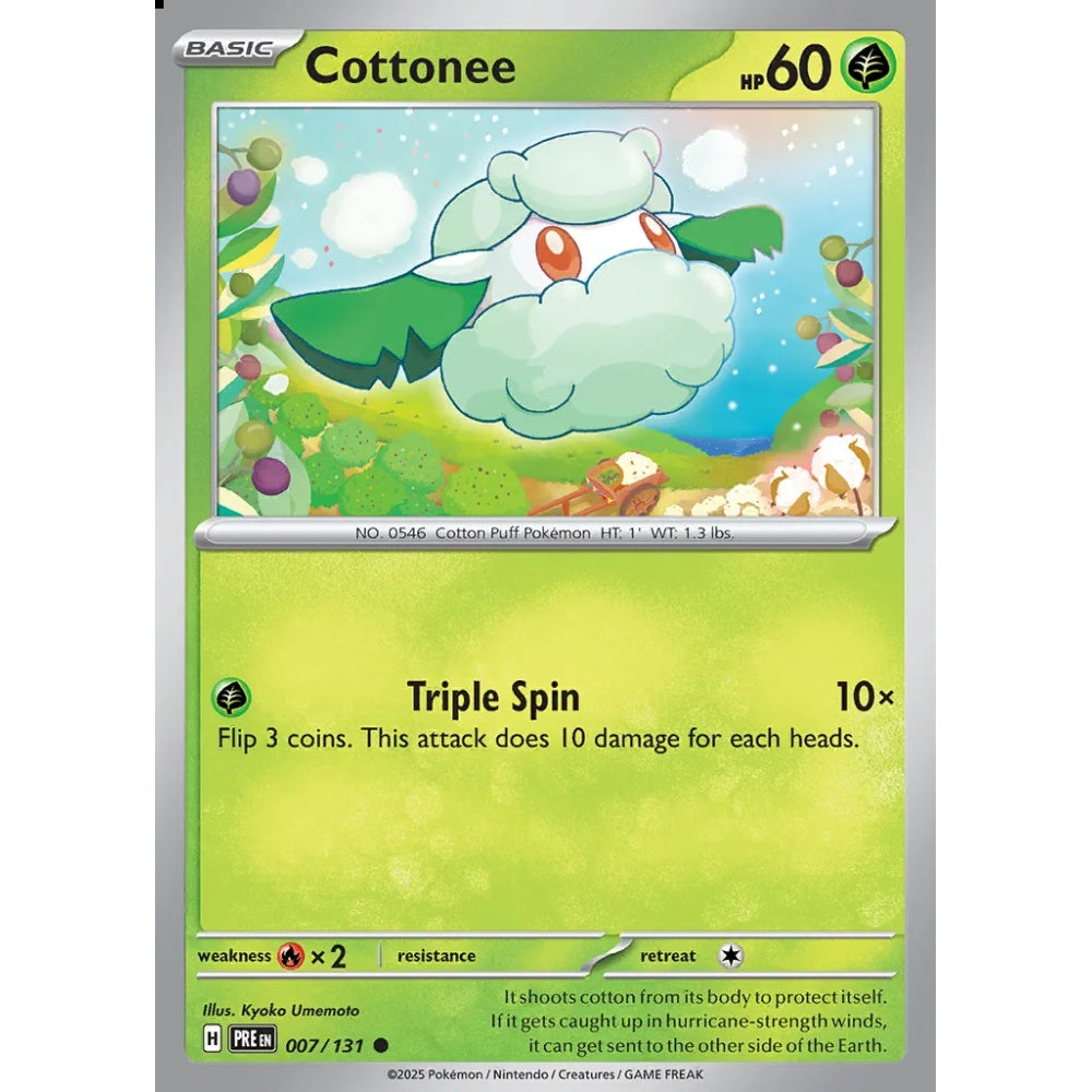 Cottonee Common 007/131 Pokemon Card Game Prismatic Evolutions