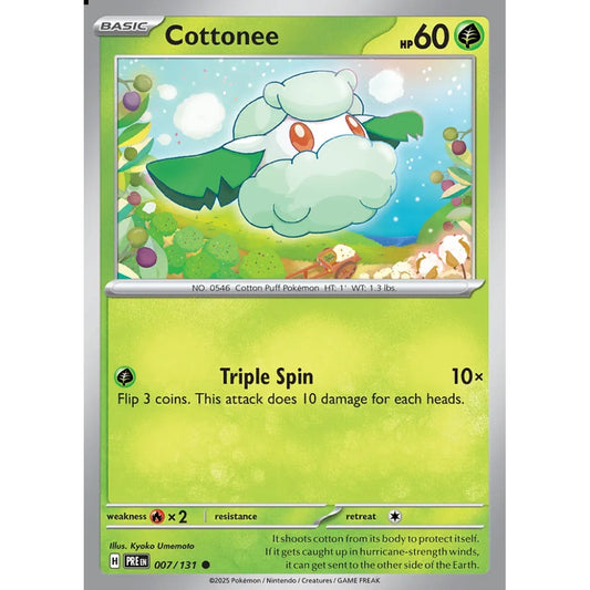 Cottonee Common 007/131 Pokemon Card Game Prismatic Evolutions