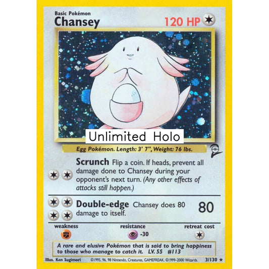 Chansey Rare Holo 3/130 Pokemon Card Game Base Set 2