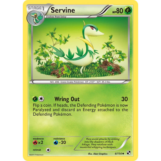 Servine Uncommon 4/114 Pokemon Card Game Black & White