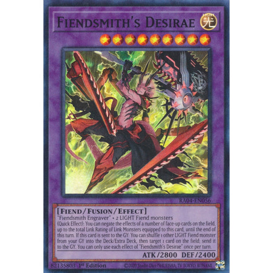Fiendsmith's Desirae RA04-EN056 QCR Quarter Century Secret Rare Yu-Gi-Oh Quarter Century Stampede in Art